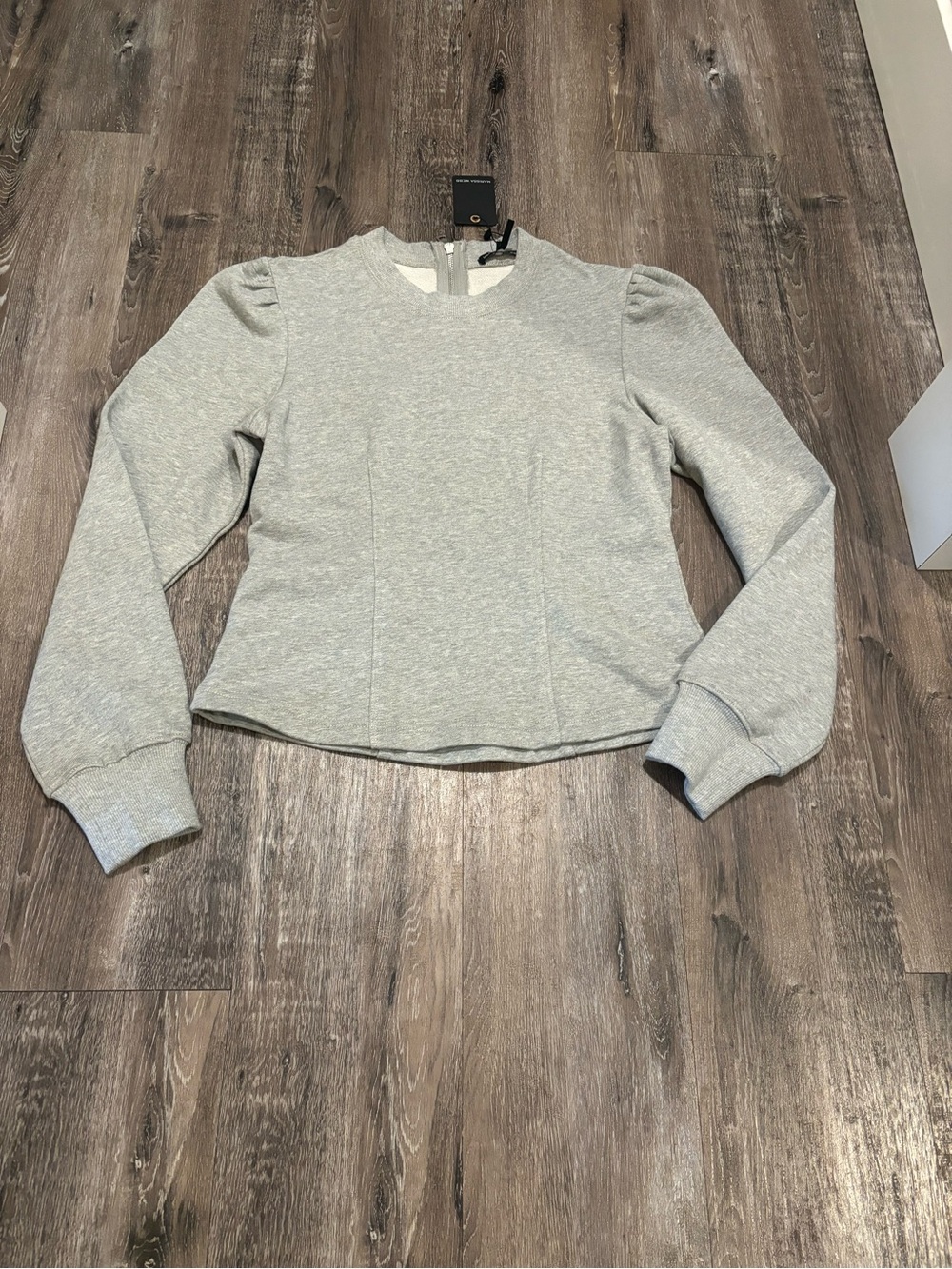 Marissa Webb Blair French Terry puff sleeve sweatshirt. Heather grey size medium